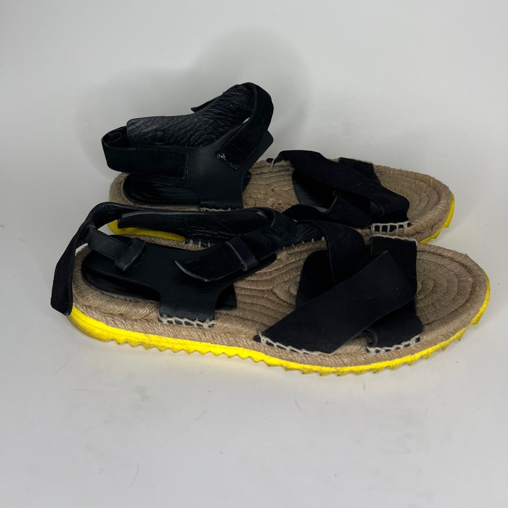 Rag & Bone Brie Giza Espadrille Sandals Black Leather  Women 38.5 US 7.5 Spain